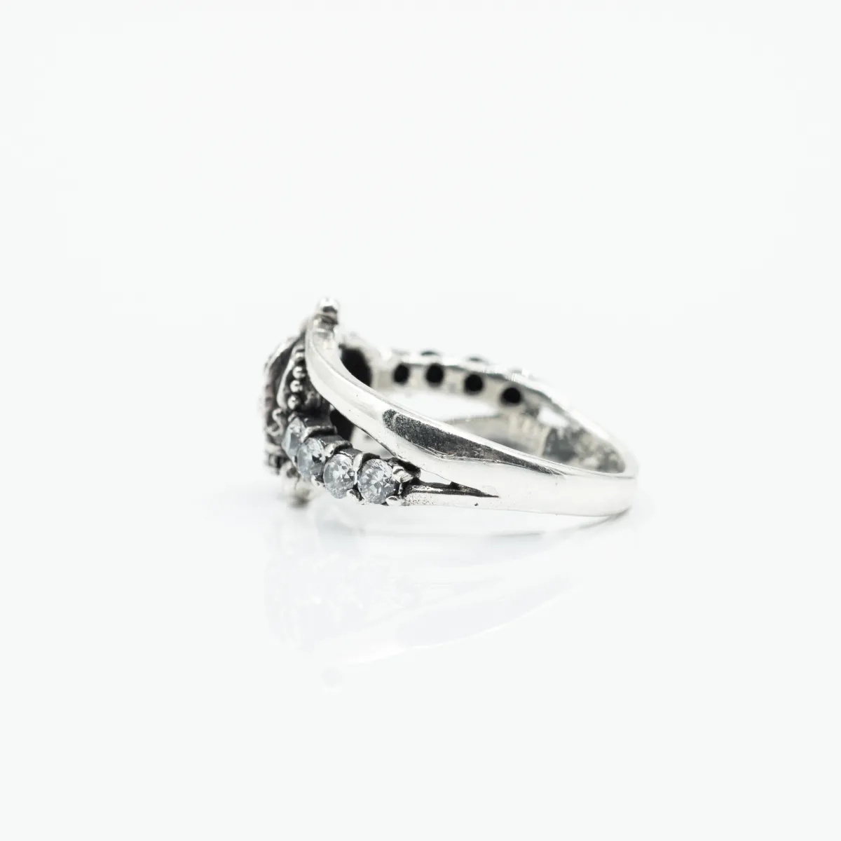 Inel slim coronita cubic zirconia Argint