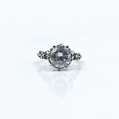 Inel solitaire coroana c.z transparent Argint - 1