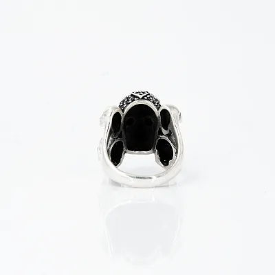 Inel cranii familie mare cz.negru Argint - 4