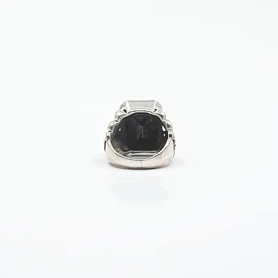 Inel gotic broderie zirconiu negru Argint - 3