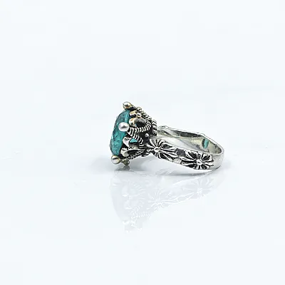 Inel solitaire coroana c.z bleu Argint - 3