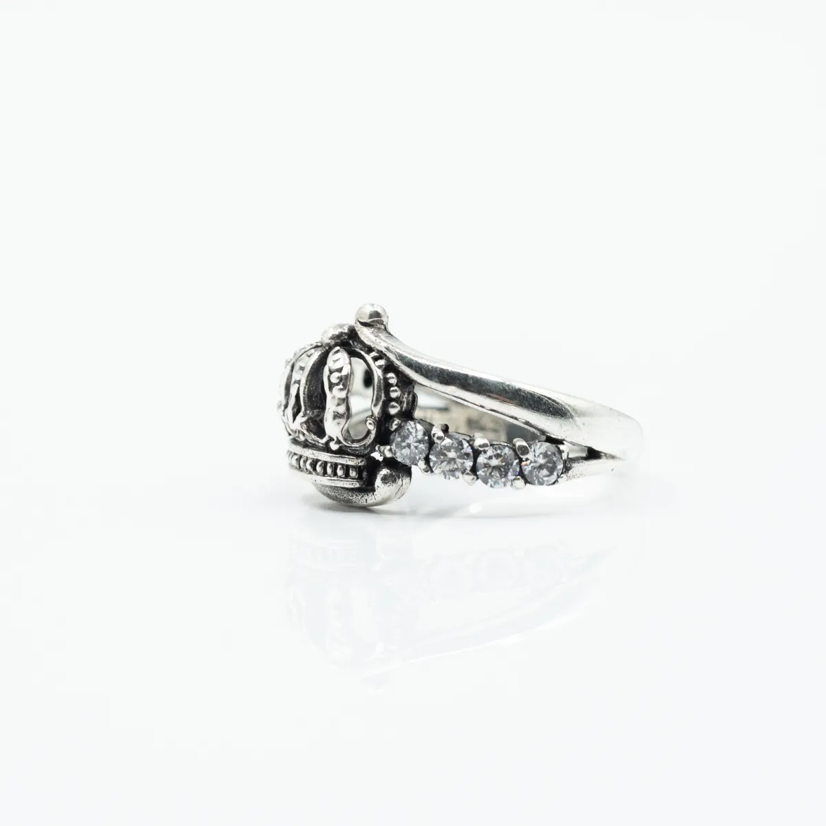 Inel slim coronita cubic zirconia Argint