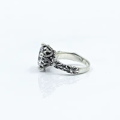 Inel solitaire coroana c.z transparent Argint - 3