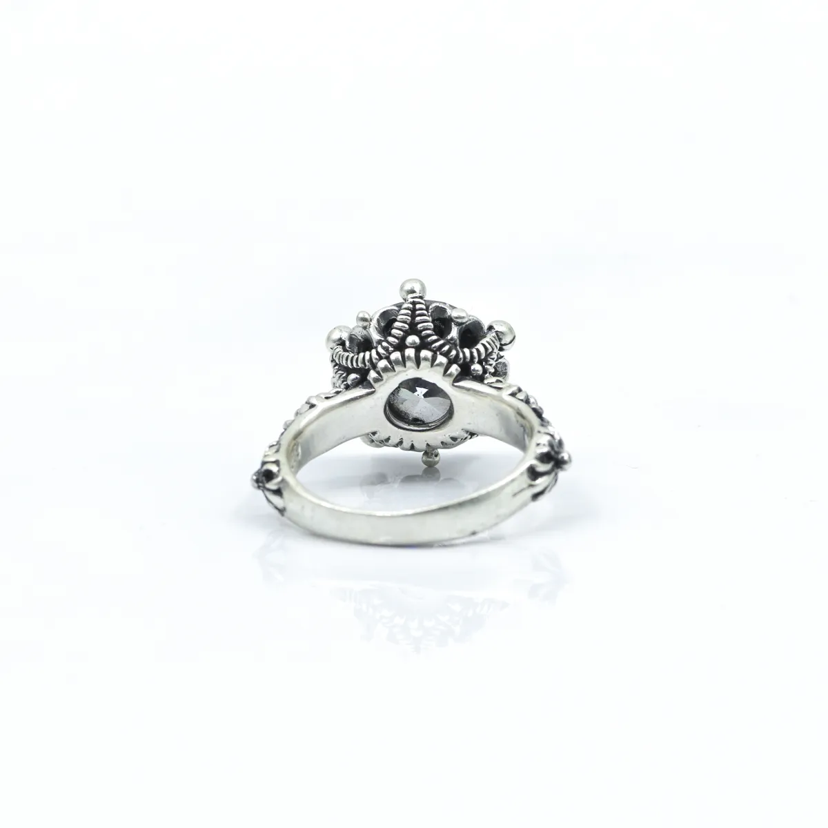Inel solitaire coroana c.z transparent Argint