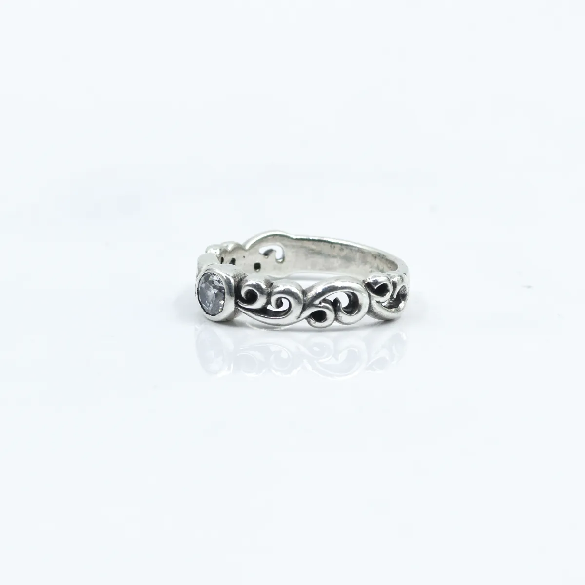 Inel gotic bucle c.z.transparent Argint
