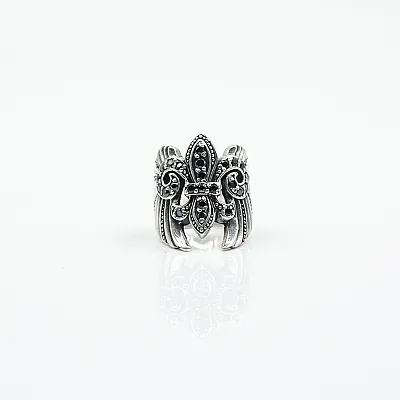 Inel Fleur de Lys aripi cz.negru Argint - 1