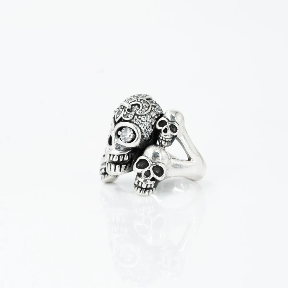 Inel cranii familie mare cz.transparent Argint