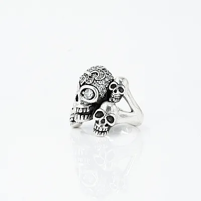 Inel cranii familie mare cz.transparent Argint - 2