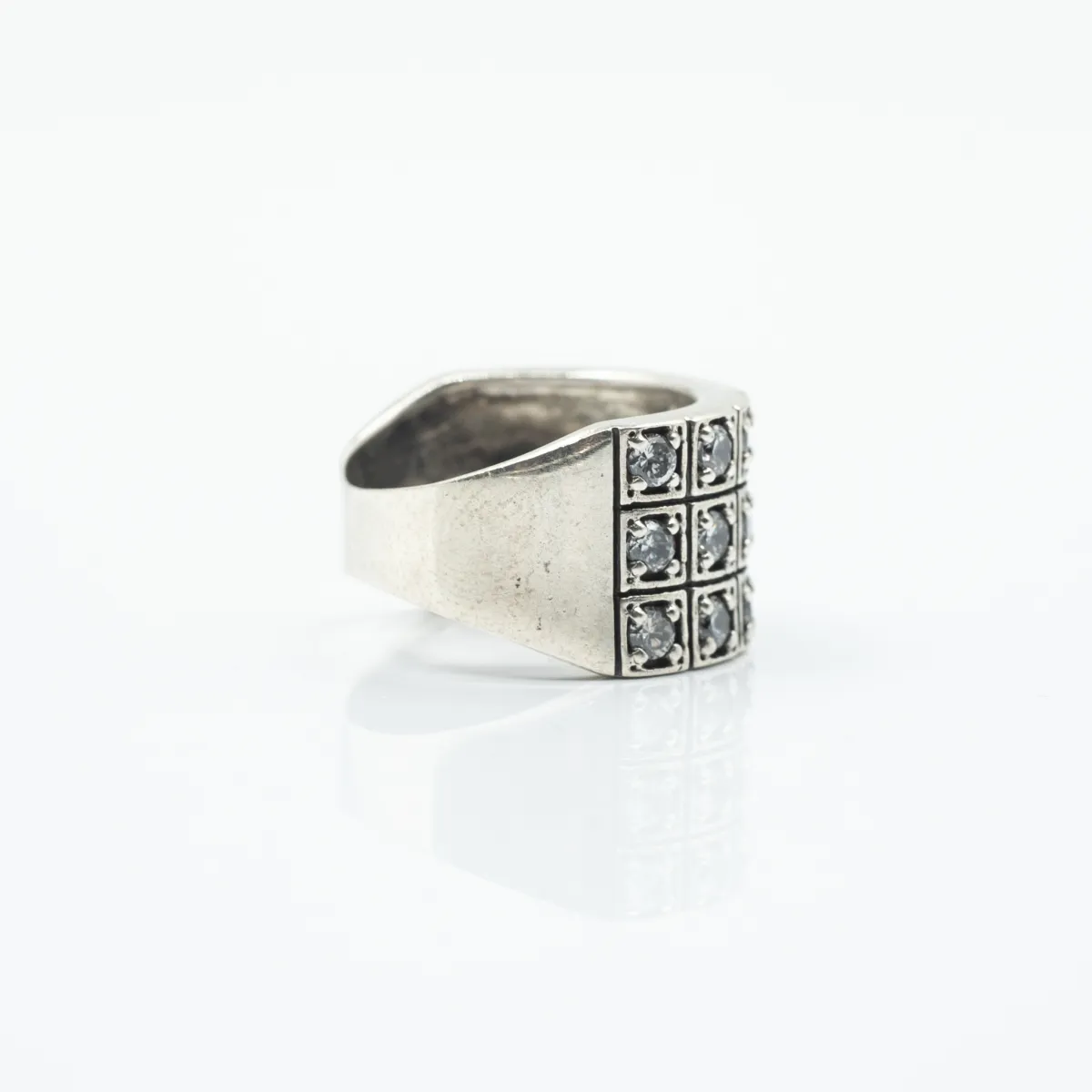 Inel lat cubic zirconia transparent Argint