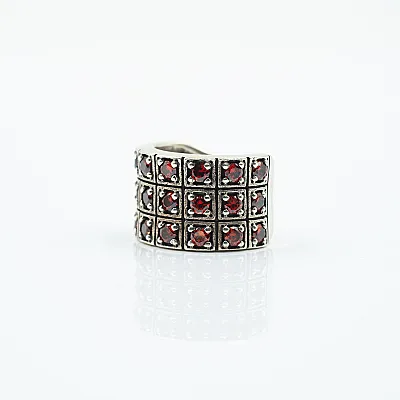 Inel lat cubic zirconia rosu Argint - 6