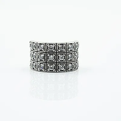 Inel lat cubic zirconia transparent Argint - 1