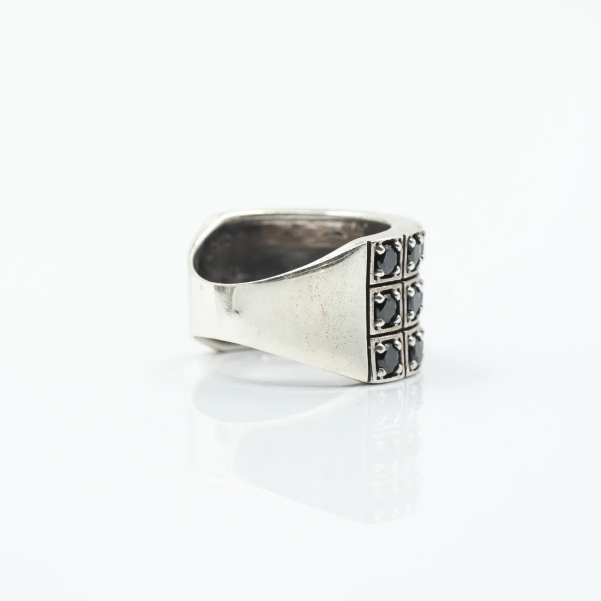Inel lat cubic zirconia negru Argint