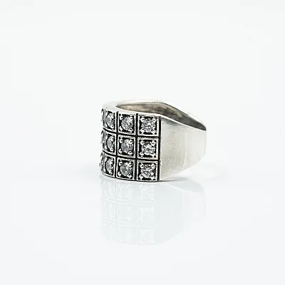Inel lat cubic zirconia transparent Argint - 5