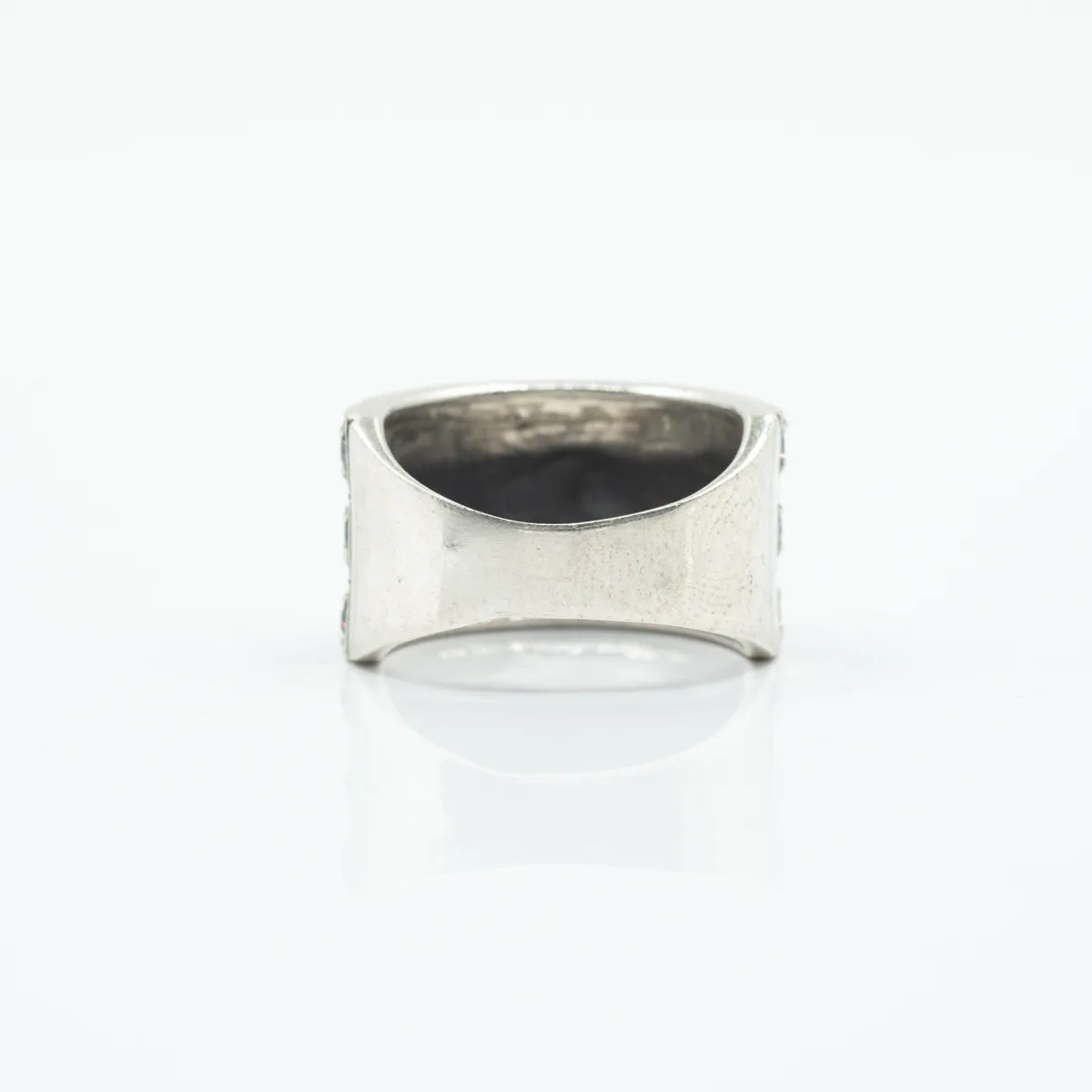 Inel lat cubic zirconia transparent Argint