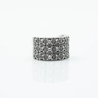 Inel lat cubic zirconia transparent Argint - 2