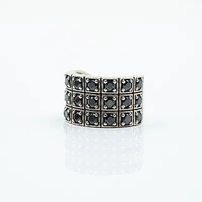 Inel lat cubic zirconia negru Argint - 6