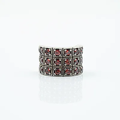 Inel lat cubic zirconia rosu Argint - 1