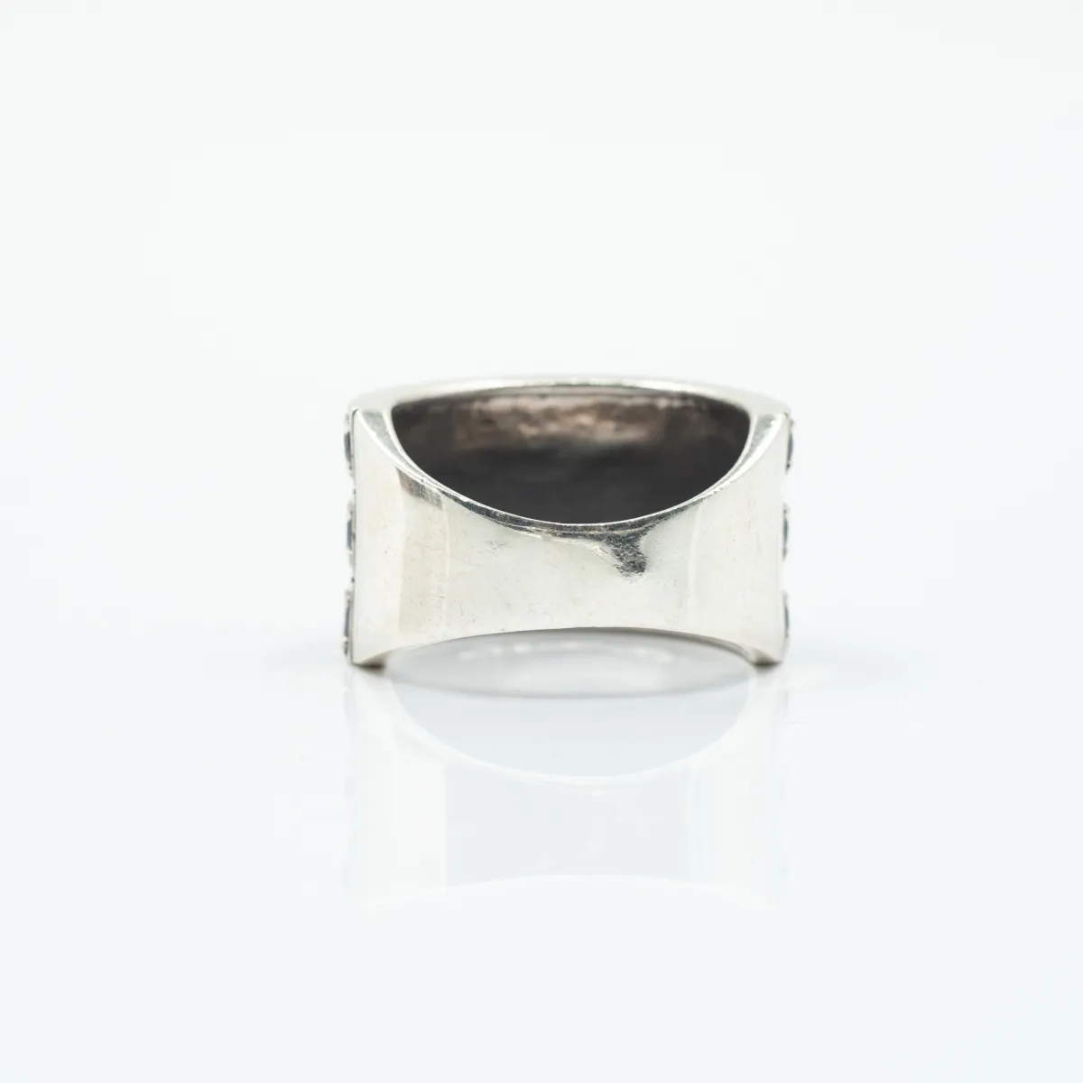Inel lat cubic zirconia negru Argint