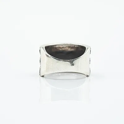 Inel lat cubic zirconia negru Argint - 4