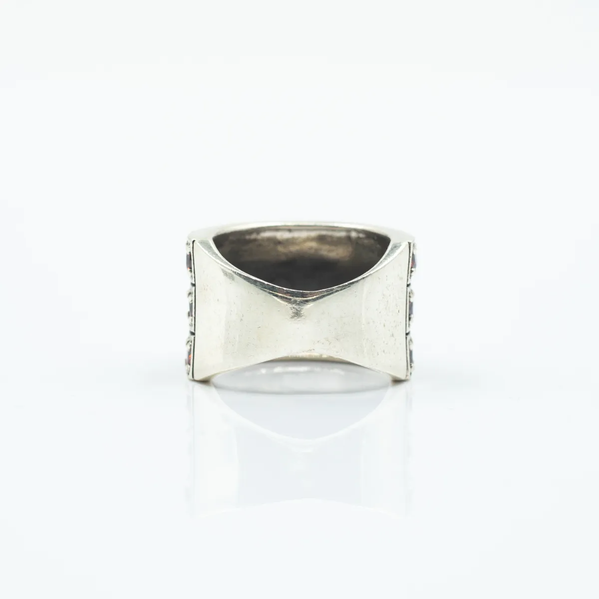 Inel lat cubic zirconia rosu Argint