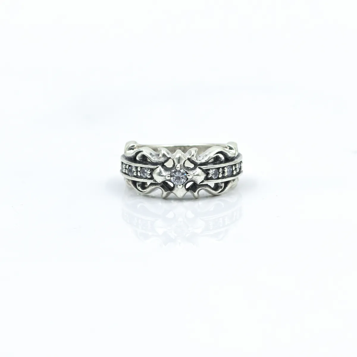 Inel slim cruce c.z.transparent Argint
