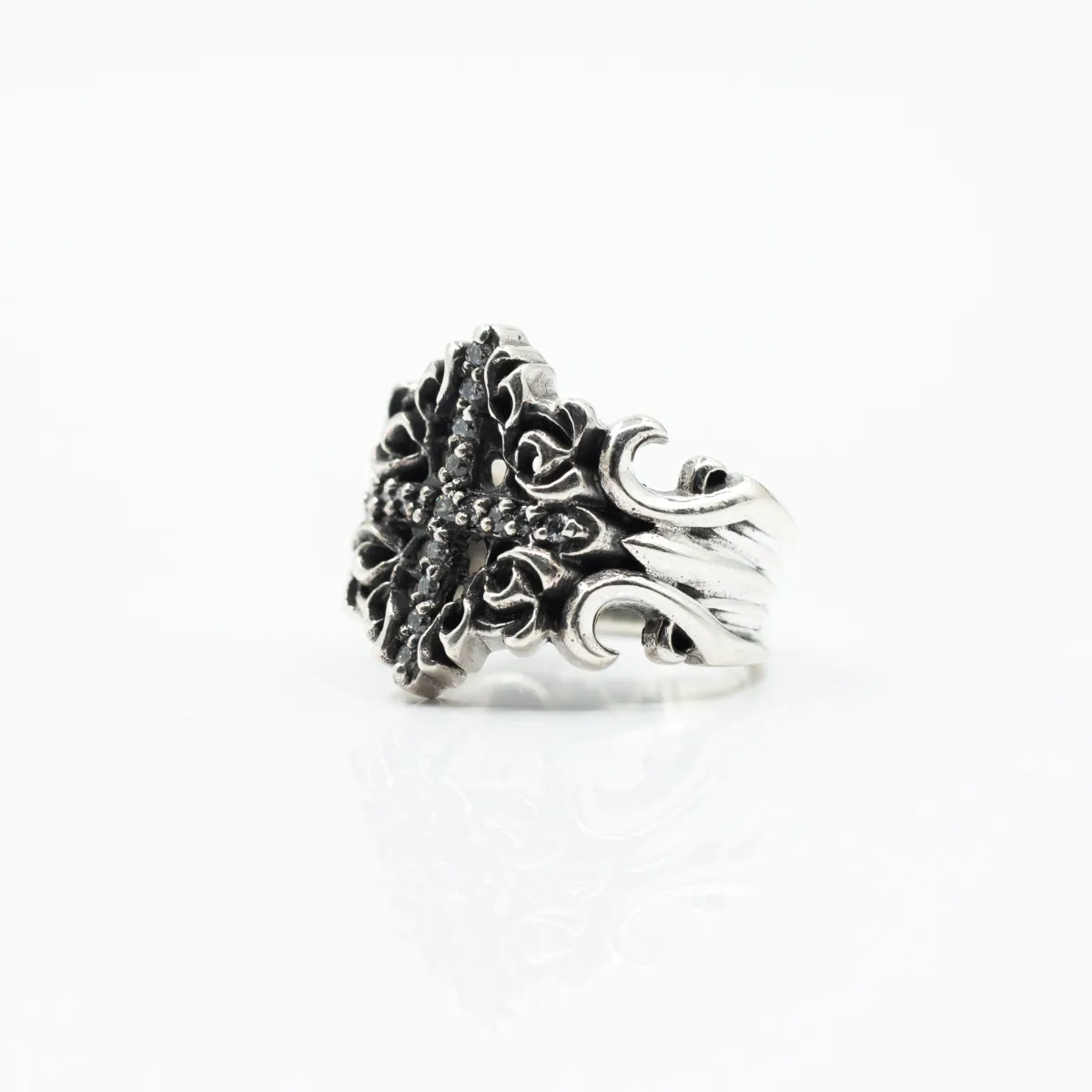 Inel cruce gotica cubic zirconia Argint