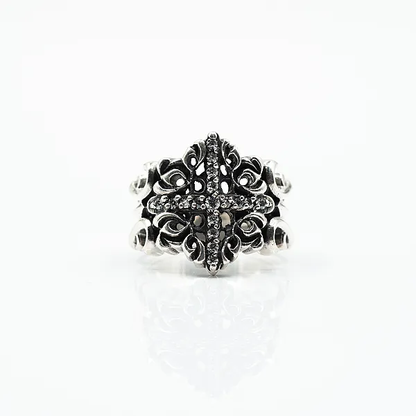 Inel cruce gotica cubic zirconia Argint