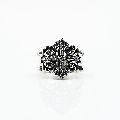 Inel cruce gotica cubic zirconia Argint - 1