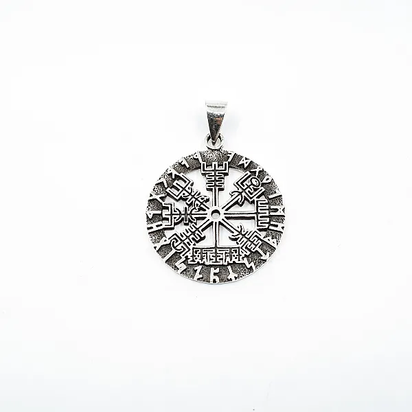Pandantiv rotund Vegvisir m Argint