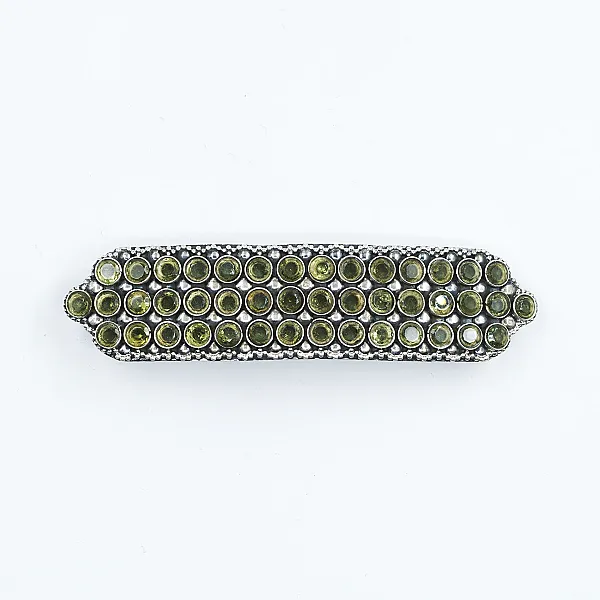Clema de par dreptunghiulara peridot Argint