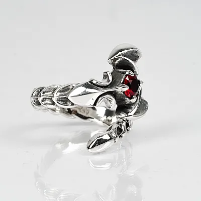 Inel scorpion zirconiu rosu Argint - 2