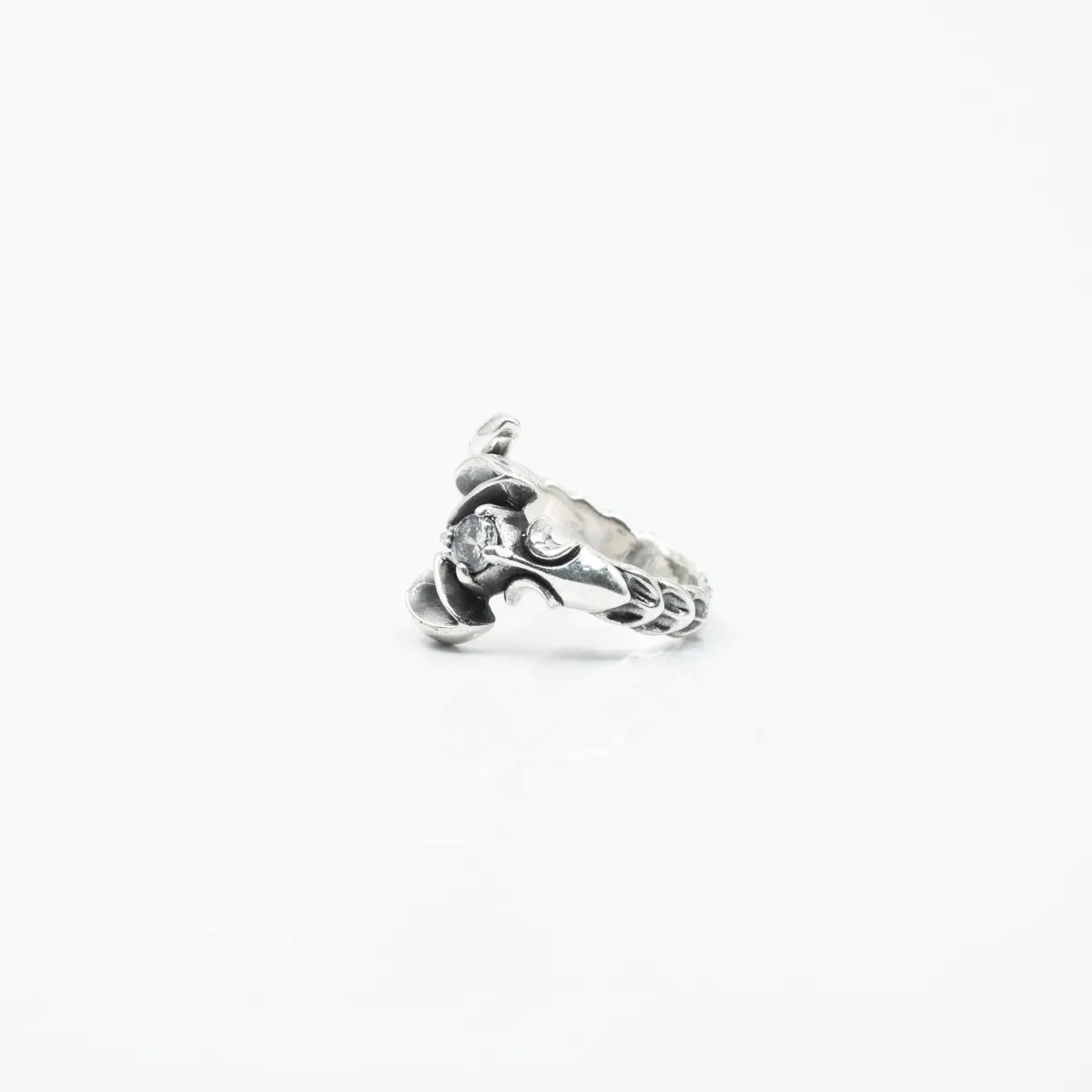 Inel scorpion zirconiu transparent Argint