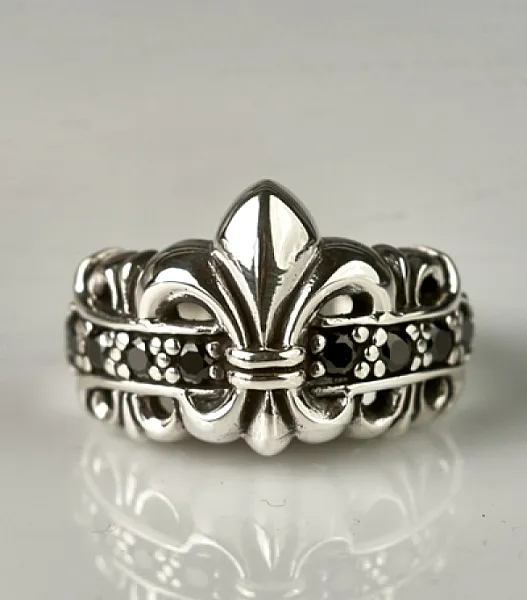 Inel Fleur de Lys mst black Argint