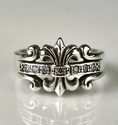 Inel gotic Fleur de Lys white mst Argint - 1