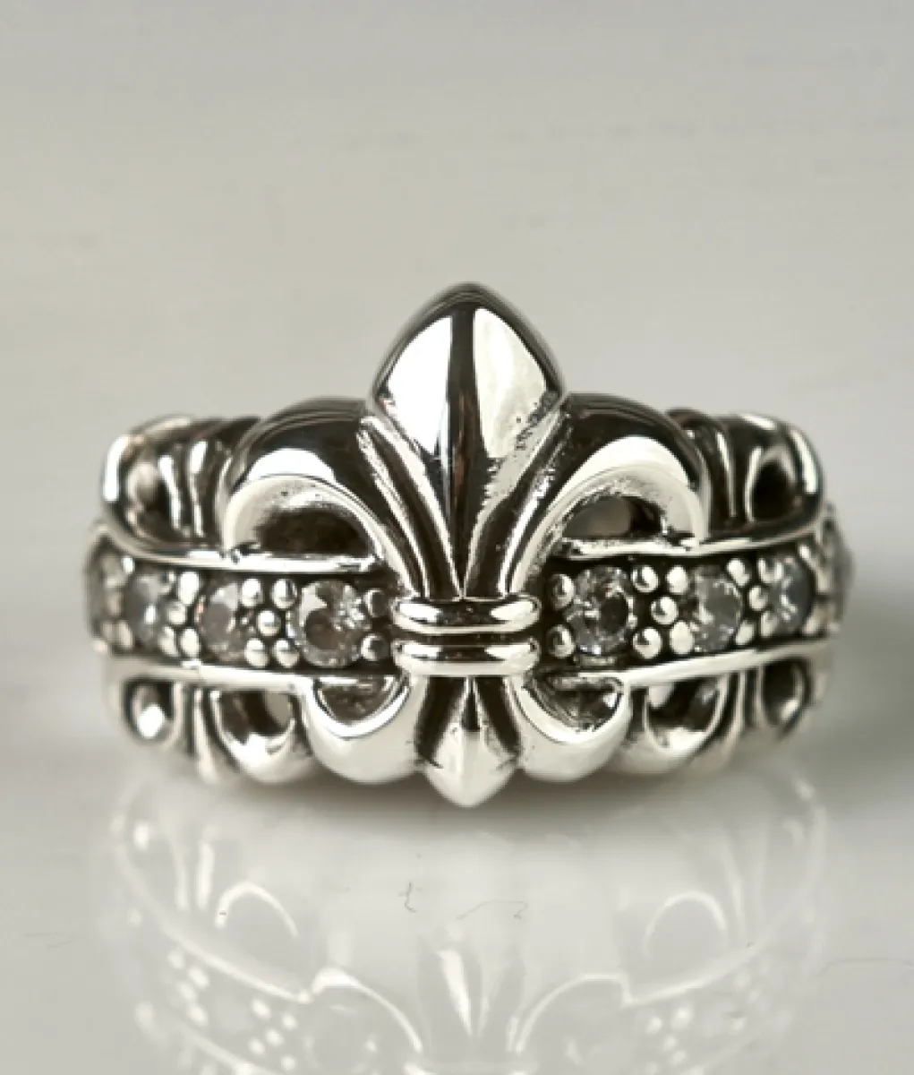 Inel Fleur de Lys mst white Argint
