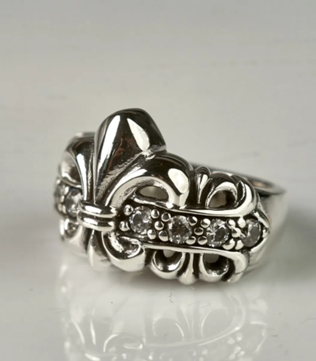 Inel Fleur de Lys mst white Argint