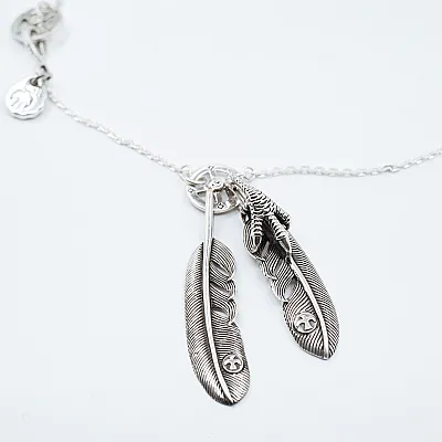 Colier amerindian pene si gheara Argint - 8
