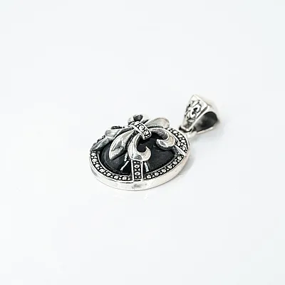Pandantiv Fleur de Lys onix Argint - 2