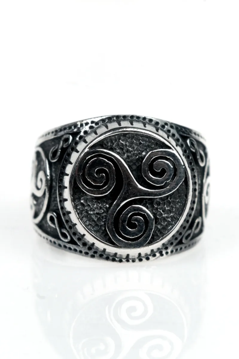Inel rotund Triskelion l Argint