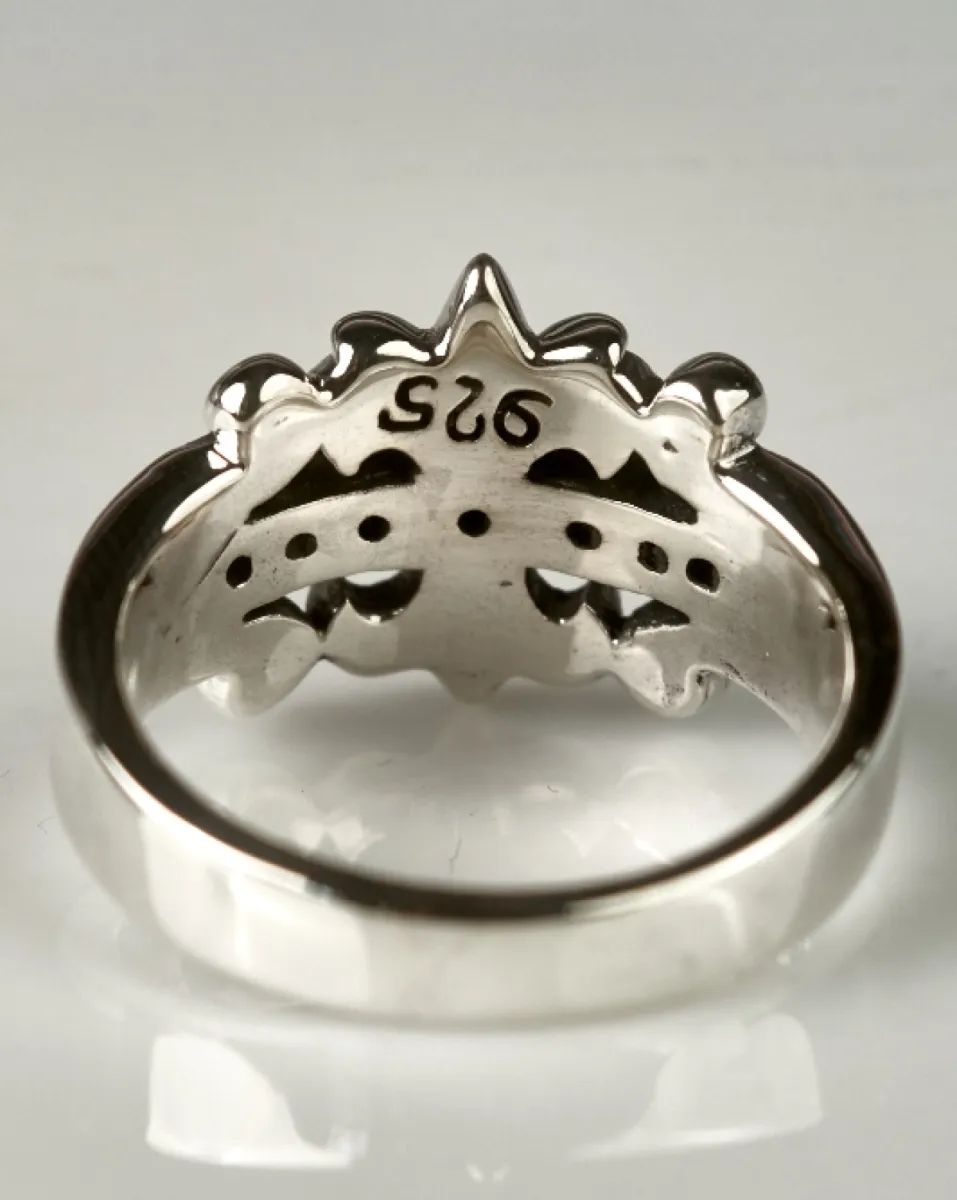 Inel gotic Fleur de Lys white mst Argint