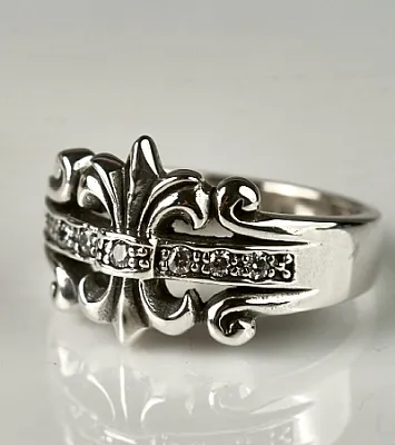 Inel gotic Fleur de Lys white mst Argint - 4