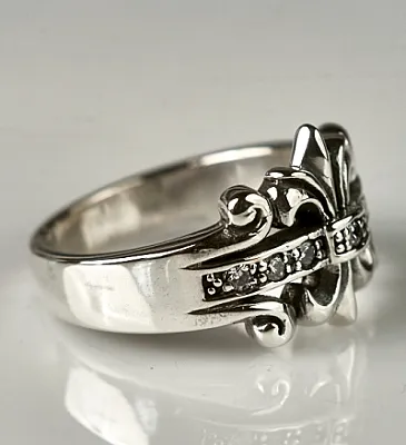 Inel gotic Fleur de Lys white mst Argint - 3