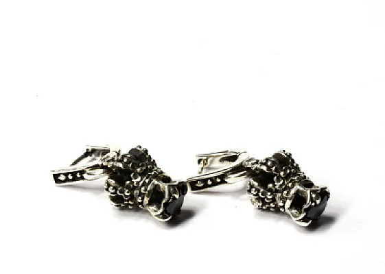 Cercei lungi coronita black Argint - 1