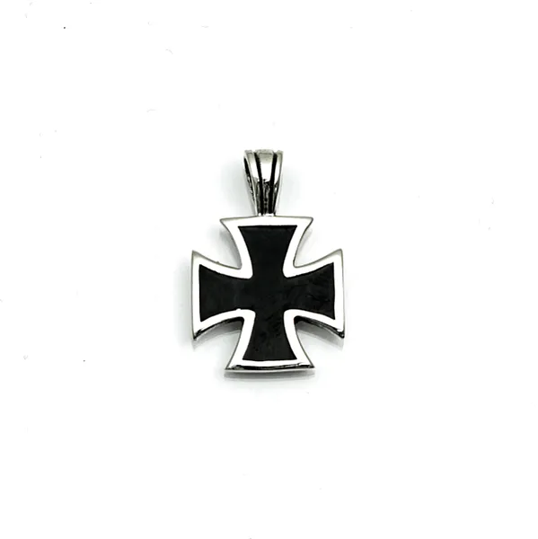 Pandantiv cruce simpla neagra Argint