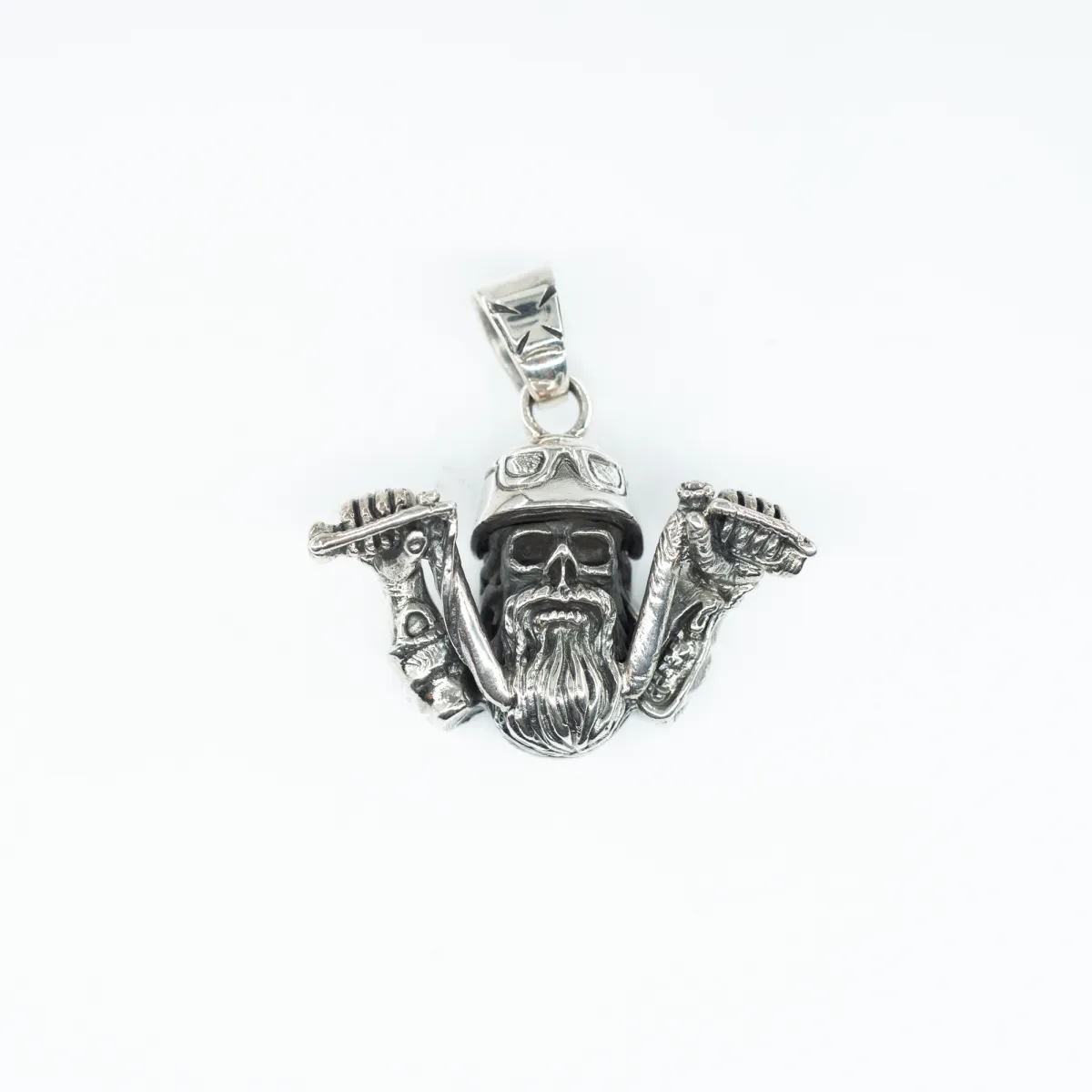 Pandantiv motociclist barbos chopper Argint