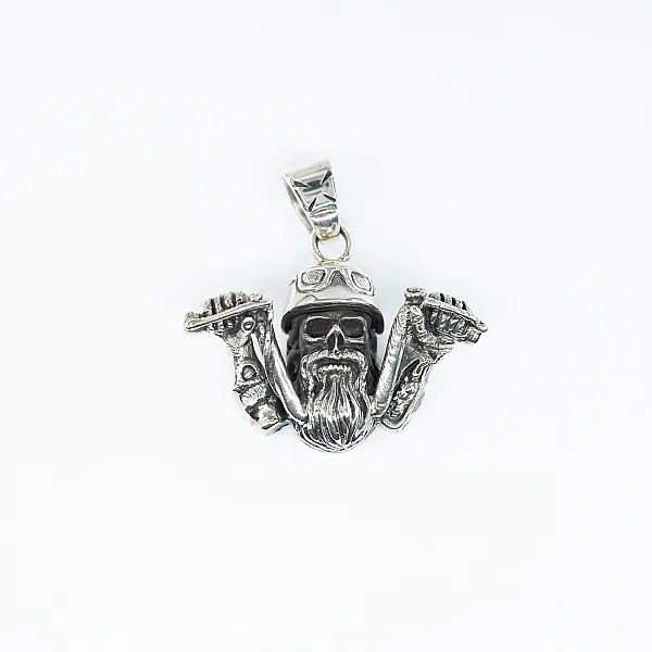 Pandantiv motociclist barbos chopper Argint