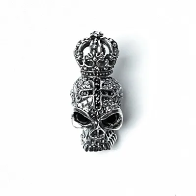 Pandantiv craniu coroana cruce zirconii Argint - 1