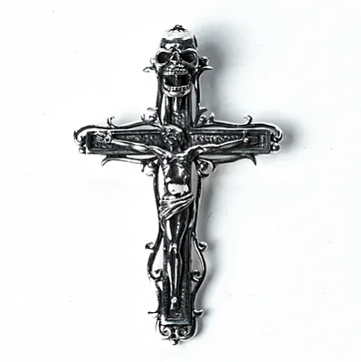 Pandantiv cruce Isus craniu Argint - 1