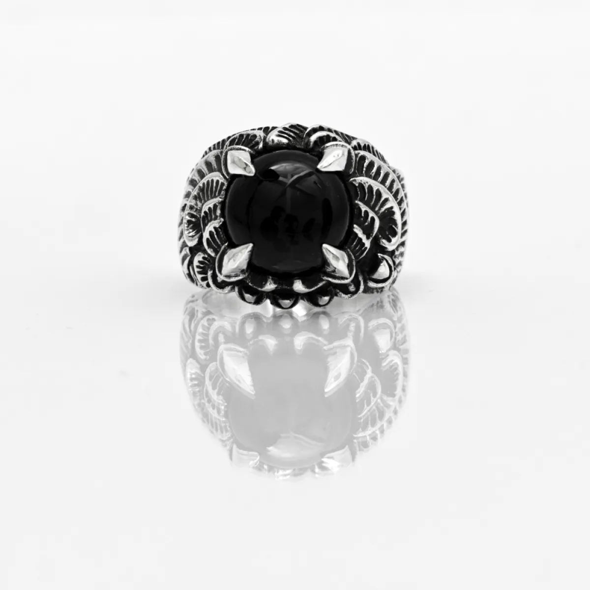 Inel gheare dragon negru Argint