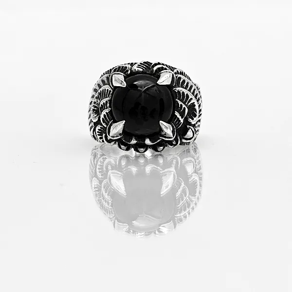 Inel gheare dragon negru Argint
